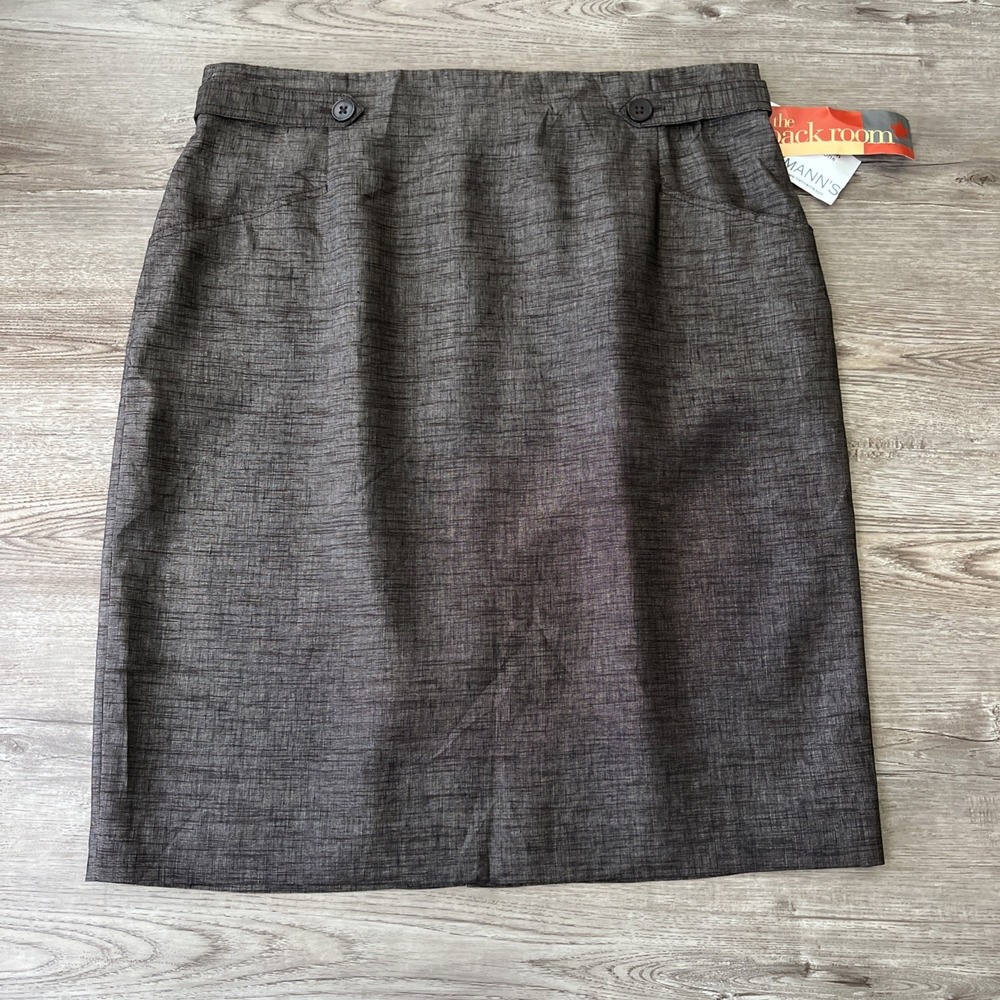 Ellen Tracy Linen Blend Pencil Skirt Womens 16 Brown Knee Length Office NWT